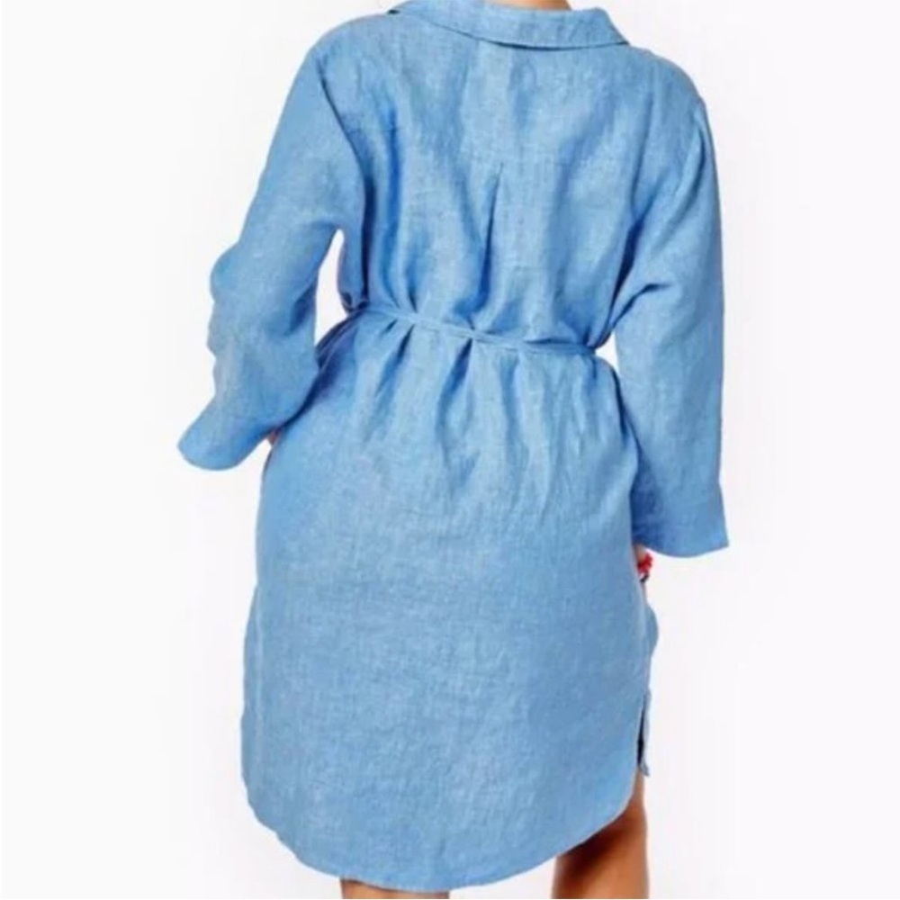 Lilly Pulitzer Pilar Tunic 3/4 Sleeve Linen Dress Beckon Blue Size Small - Picture 6 of 13